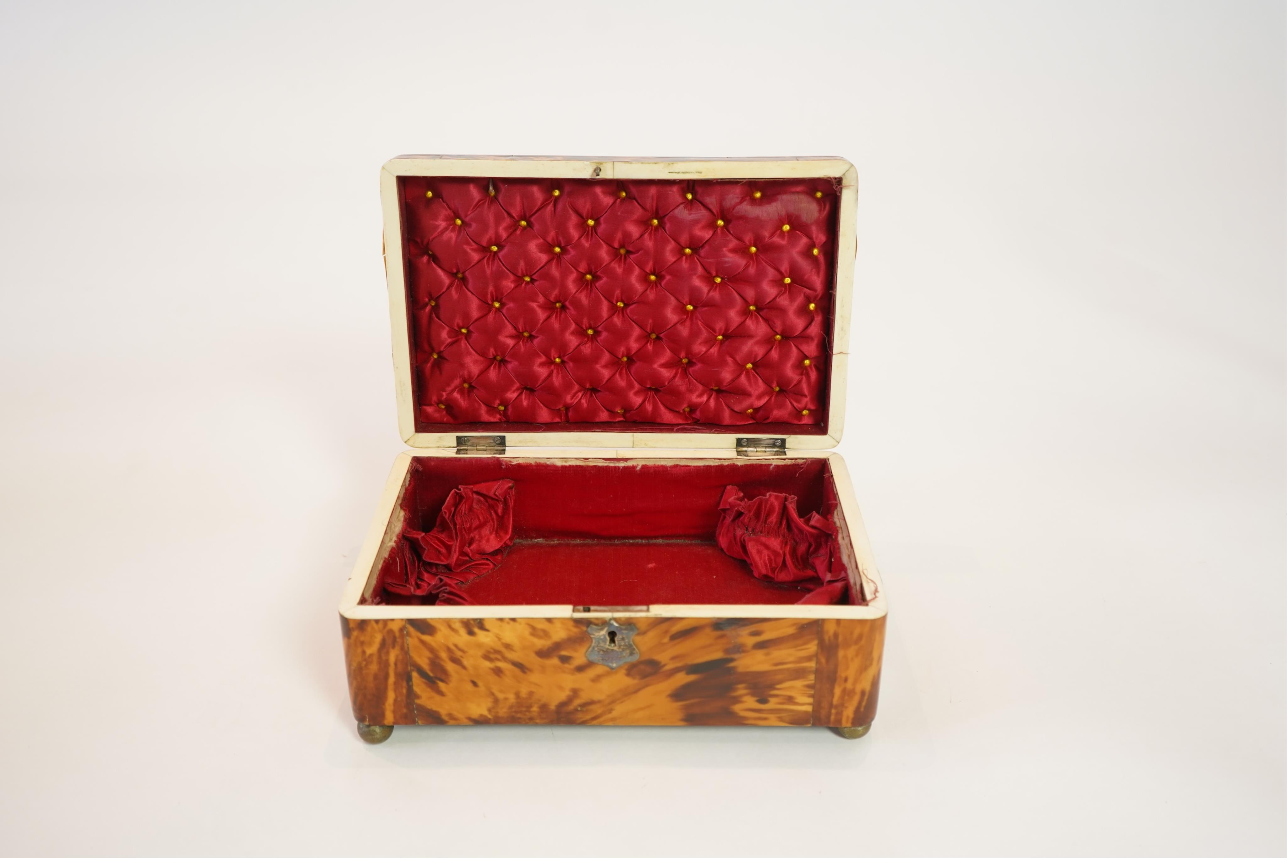 An early 19th century blonde tortoiseshell work box